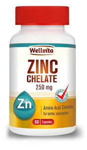 WELLVITA ZINC CHELATE 250MG CAPSULES 60